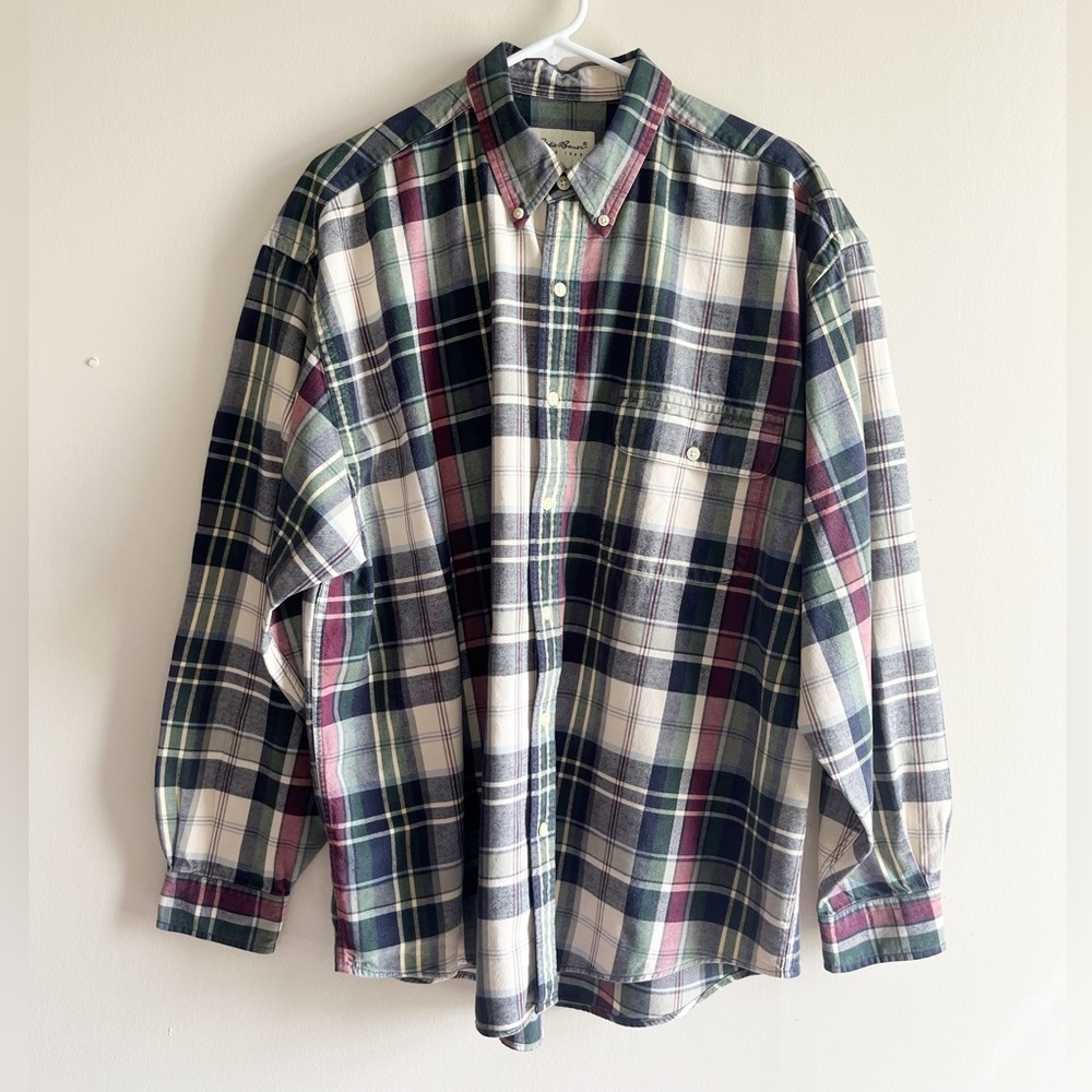 Thick Flannel Eddie Bauer Plaid Button Down Shirt XL
